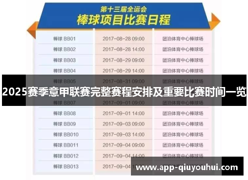 2025赛季意甲联赛完整赛程安排及重要比赛时间一览